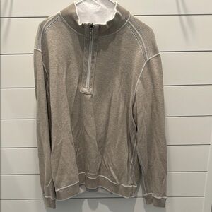 Tommy Bahama Tan Zip Up Sweater with Mock Neck